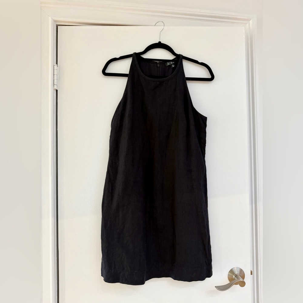 J. Crew Black Linen Sleeveless Dress. Size MP.